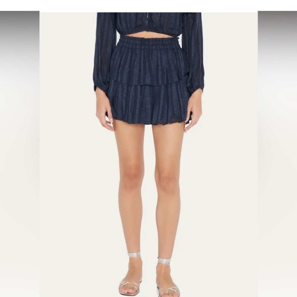 LoveShackFancy size XL Ruffled Mini Skirt Navy Midnight Blue NWT - Picture 5 of 9